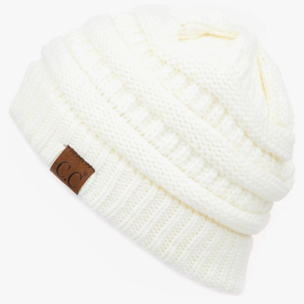 C.C Cable Knit Beanie - Ivory